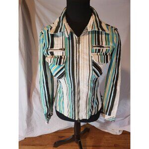 Vtge Y2K Wet Seal Full Zip Striped Corduroy Light Weight Jacket Size M